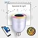 Bluetooth LED Light Bulb Speaker Smart Bulb, Wefunix App Controlled 5W E26 E27 RGB Changing Lamp Dimmable Light Colorful LED, Bluetooth Speaker with (Silver)