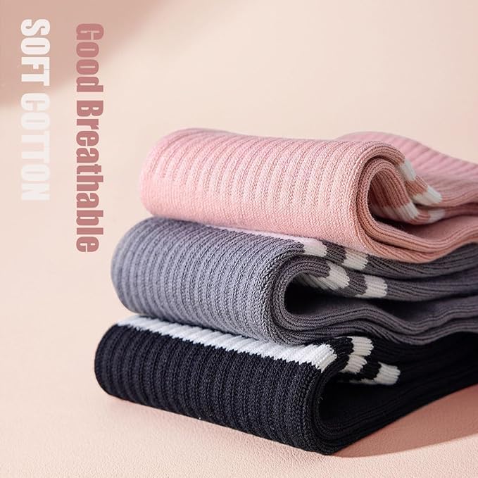 8 pares de calcetines largos de yoga con agarre para mujer,calcetines de algodón para pilates,calcetine antideslizantes mujer para pilates, baile, barra, yoga