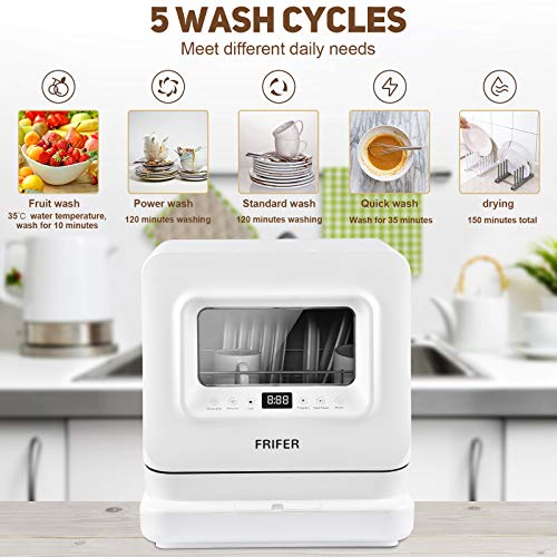 Frifer Portable Countertop Dishwashers, intelligent Automatic Mini