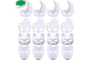 Qavctw 16PCS DIY White Masks Unpainted Plain Craft Masquerade Masks for Halloween Christmas Mardi Gras Party Mask