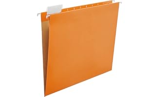 Y YOMA 25 Pack Colored Hanging File Folder Letter Size Decorative File Folder Cute Pretty Reinforced Hanging Folder Organizer for Filing Cabinet Office Home with 1/5-Cut Adjustable Tabs, Orange