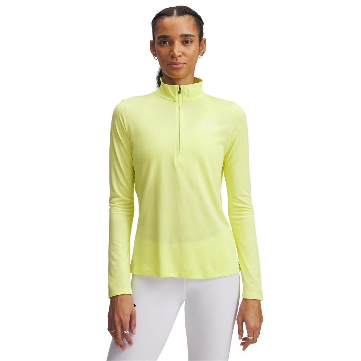 Under Armour Women's Tech Twist Quarter Zip, High Vis Yellow/White, X-Small Image