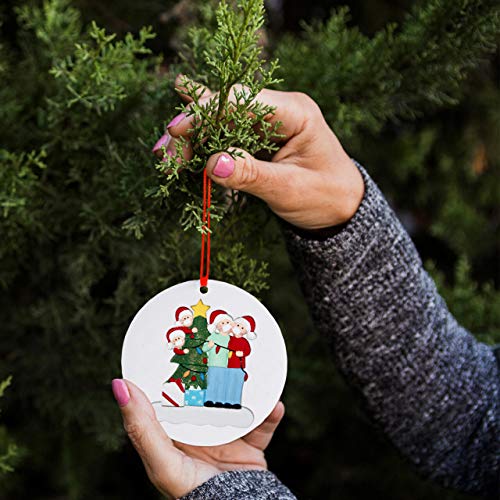 CJWPOWER 2020 Personalized Christmas Ornament, Quarantine Themes, Best Gift for Family, Neighbors, Friends, Church Members, Grandparents and More (Lights, Family of 4)