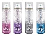 China Glaze Nail Spray Color Set ( Plantinum Silver, Bright Blue, Magenta Shimmer, Purple Shimmer)