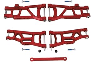 Hobbypark Aluminum Front & Rear Suspension A-Arms Set,Tie Bar for 1/10 Traxxas Slash 2WD RC Car Upgrade Parts Hop Ups, Replacement of 2555 3631 2532,Red