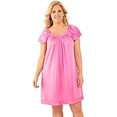 Exquisite Form 30109 Women's Nylon Tricot Flutter Sleeve Short Knee Length Nightgown