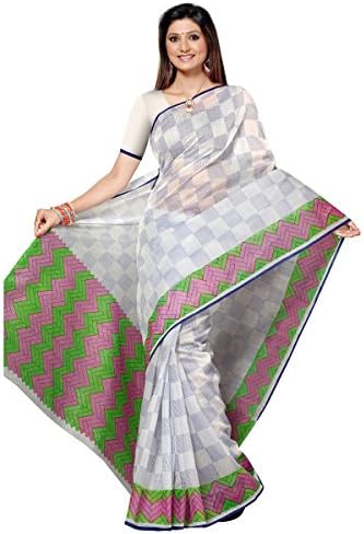Aksaa Fashion Women's Indian Off White color Printed Cotton Saree, Sari with Unstitched Blouse Piece