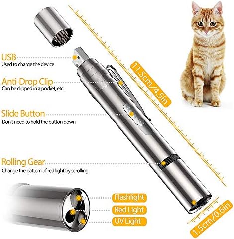 Vidence - Juguetes interactivos para gatos y perros - Juguetes para gatos - Puntero USB recargable 3 en 1 - Función ejercicio animal: Amazon.es: Productos para mascotas