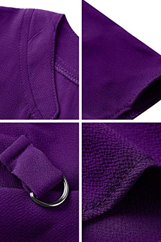 YMING Loose Chiffon Blouse for Women Casual Tunic Shirt Fashion Top Purple S - Thumbnail 4