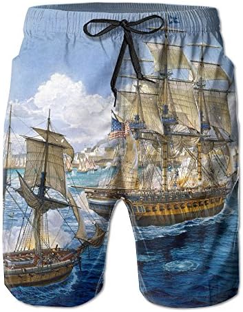Men Funniest Battle Sea Painting Ships Waist Shorts