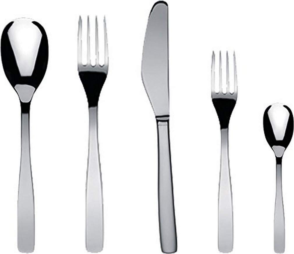 Alessi 5-Piece Monobloc Knife/Fork/Spoon Set, Silver