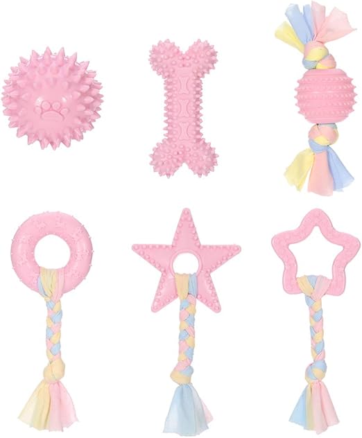 hugttt 6 Pieces Puppy Teething Toys Dog Chew Toys Set Small Dogs Teeth