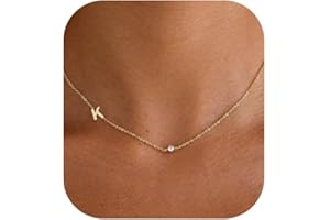 FUCJOEE Initial Necklaces for Women, Dainty Stocking Stuffers 14K Gold Plated Sideways Letter Necklace Simple Choker Necklace Personalized Initial Name Necklaces for Women Cute Trendy Stuff Teen Jewelry Gifts