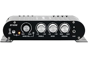 Gorilley -838 HiFi 2.1 Channel Power Amplifier 80Wx2 Stereo Sound Amp with Subwoofer Output Home Audio Amplifier Black