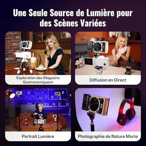 ZHIYUN Fiveray M60 Ultra 60W RGB Video Light [Official] LED Light for Camera, Cold Shoe, LED Video Lighting, APP Control, 4500mAh Battery, 2500K~10000K, 430g, Portable Streaming Lamp for YT TK