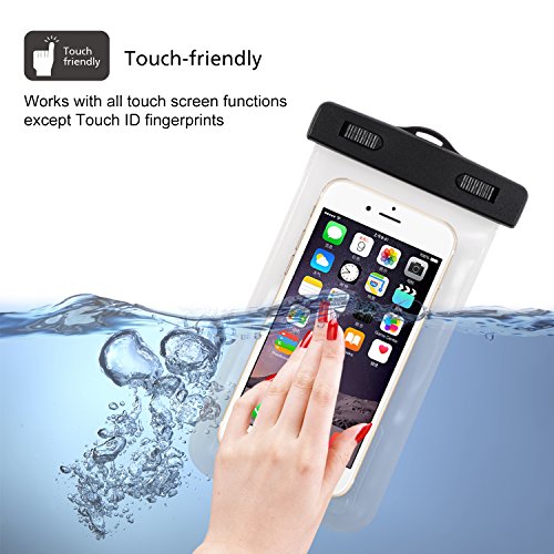 Wibo Universal Waterproof Phone Case CellPhone Dry Bag Pouch with Armband & Strap for iPhone8,7 Plus, 6S/5S/SE, Galaxy S8/S6/S7 Edge, LG,Sony,HTC, MP3 player (Clear) - Thumbnail 3