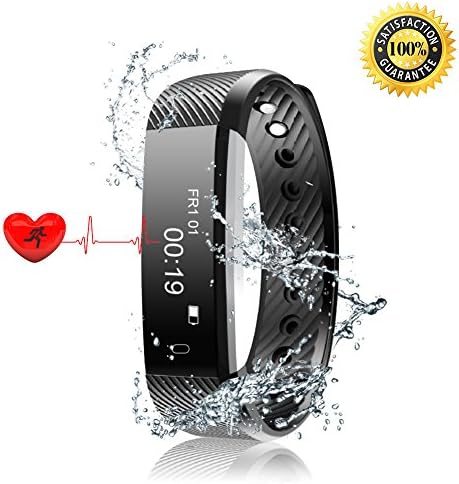 Fitness Tracker HR-Realdios Smart Watch with Heart Rate Monitor Touch Screen Bracelet Waterproof Sweatproof Sleep Tracker Step Distance Calorie Counter Pedometer Wristband for Android and iOS (Black)