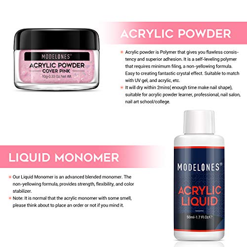 Modelones Acrylic Powder and Liquid Set Glitter Pink Acrylic Nail Kit