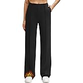 G4Free Women's Fleece Lined Wide Leg Pants High Waist Front Seam Thermal Sweatpants with Pockets Casual