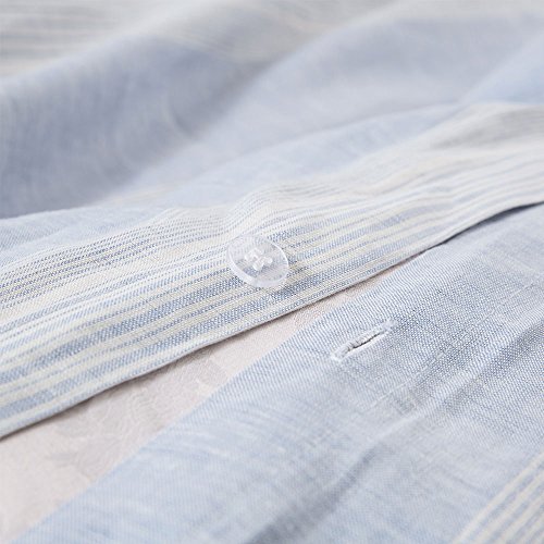 Merryfeel Yarn Dyed Linen,Luxurious 100% Pure French Linen Duvet Set - King - Thumbnail 7