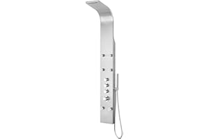 ANZZI Shower Head Panel Tower System | Fontan | Brushed Steel 6 Turbo Jetted & Multi Functional | High Pressure Jet + Rainfall + Handheld Wand Attachment Combo | Wall Mount SP-AZ026
