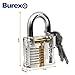 15 pc Practice Training Cutaway Padlock Set, Includes 3 Different Common Clear Crystal Transparent Padlocks With 7 Regular keys + 5 Training Tools Practice Keys (Credit Card) Kit For Kids