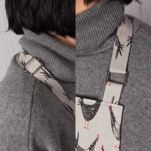 Now Designs Basic Cotton Kitchen Chef's Apron, Chicken Scratch Print