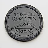 Btopars Black Trail Rated 4x4 Metal Emblem Badge Sticker for Jeep Wrangler Cherokee Liberty