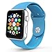 MoKo Apple Watch Band Series 1 Series 2, Soft Silicone Replacement Sports Band for 38mm Apple Watch 2015 & 2016 All Models, BLUE (Not fit 42mm Versions)