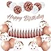 EpiqueOne 36-Piece Rose Gold Birthday Kit | Includes Happy Birthday Banner, Rose Gold Balloons, Tissue Pom Poms & Tassels | Easy to Set Up | Also Ideal for Bridal and Baby Showers & More