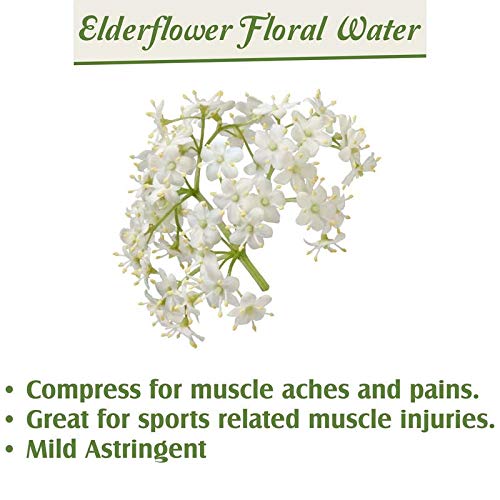 Elderflower Floral Water 100 Pure Hydrosol Spray Mist for Skin & Body Cooling, Face, Astringent