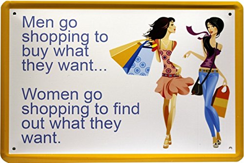 'Tin Sign "Man Go Shopping To... Design 20 x 30 cm Retro Sign 1236