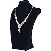 Necklace Bust Display Stand, Black Velvet Necklace Display Holder, Jewelry Necklace Organizer Rack for Home Use or Shop Show (9" Height)