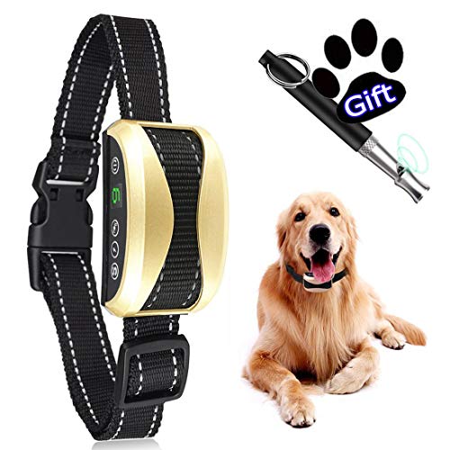 Bark Collar[2019 Upgrade Version] Dog No Bark Collars Upgrade 7 Sensitivity, Intelligent alarm sound,IP67 waterproo,LCD display,USB Rechargeable Anti-Barking Collar | Smart Chip| Beeps/Vibration/Shock