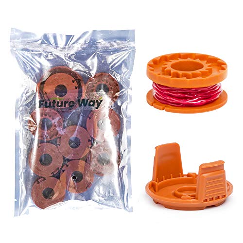 FutureWay String Trimmer Spools Compatible with Worx WG163 WG155 WG180 Cordless Trimmer, 0.065" 10foot Strimmer Trimmer Spools for WA0010, 9 Spools and 1 Cap