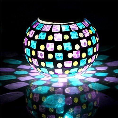 Safebao LED Solar Powered Mosaic Glass Ball Color Changing Lights Waterproof Lighting LED RGB Table Light for Garden, Party, Outdoor Decorations