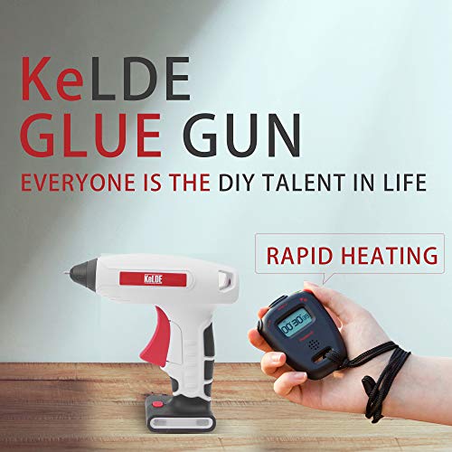 KeLDE Cordless Hot Glue Gun Kit, 30 Seconds Heating Time 3.7V Li-ion Battery Rechargeable Glue Gun, with USB Cable and Plug, Fine Tip Nozzle, Includes 20pcs 0.6x0.28" Hot Glue Sticks, UL Certified