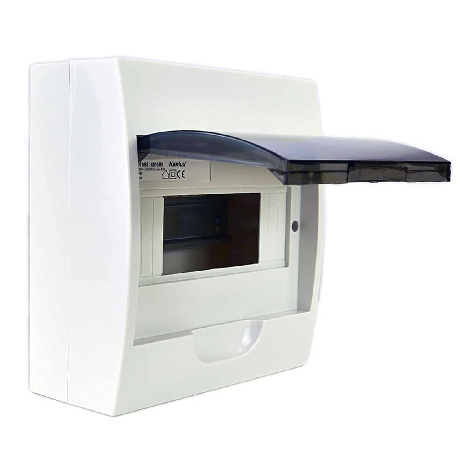 Fuse Box Small Distribution Box IP40 Surface-Mounted Sub-Distribution 1-Row 8 Modules 1x8 Single Row with DIN Rail Surface-Mounted Distribution Box Assembly Distribution Box