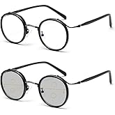 COTIA Reading Glasses Transition Photochromic Progressive Multifocus Reader for Men/Women Classic Round Eyewear