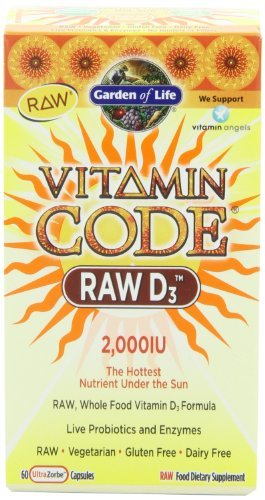 Garden of Life Vitamin Code Raw D3 2,000 IU, 60 Capsules (Pack of 3)