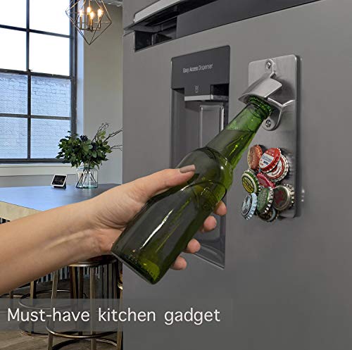 Wall Mounted Bottle Opener with Magnetic Cap Catcher | Novelty Gift | Unique Present for Friends, Men, Women, Housewarming, Birthday, White Elephant, Holiday Party | Best Christmas Gift for Men, Dad - Thumbnail 3