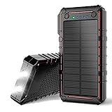 Solar Charger, 13500mAh Portable Solar Power Bank, External Solar Panel Battery Pack Phone Charger with Dual USB and 2 LED Flashlights for iPhone 8/8 Plus, Samsung S8/Note 8 and More