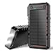 Solar Charger, 13500mAh Portable Solar Power Bank, External Solar Panel Battery Pack Phone Charger with Dual USB and 2 LED Flashlights for iPhone 8/8 Plus, Samsung S8/Note 8 and More