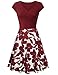 Lotusmile Swing Dresses, Women 1950's Vintage Patchwork Casual Dress A Line Cap Sleeve V Neck,Multcolor Red XX-Large