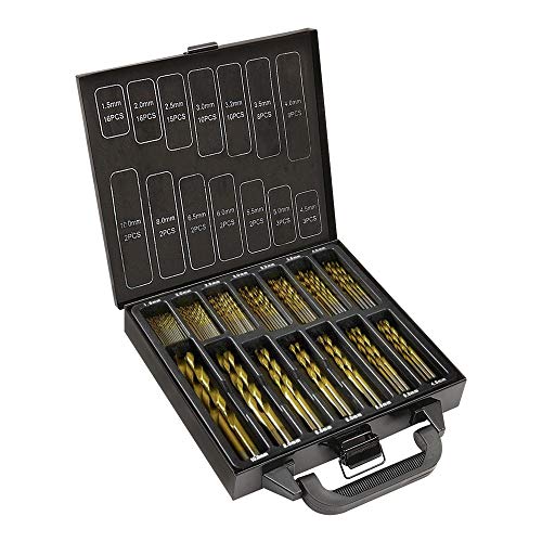 Titanium Twist Drill Bit Set by Volterin- HSS Metric Drill Bits for Metal, Steel, Wood, Plastic, Copper, Aluminum Alloy, Stainless Steel with Box (Conventional 99PC)