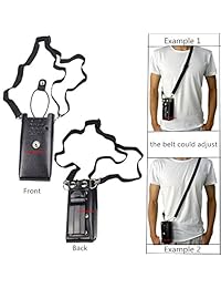 Rígida de Color negro soporte de transporte de piel Funda con correa para el hombro ajustable para Radio de 2 Vías walkie talkie, #1