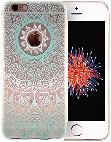 iPhone SE Case Clear, Vect iPhone 5s Case Clear with Design TPU Soft Shock-Absorption Scratch-Resistant Slim Fit Protective Cover for iPhone SE iPhone 5s 4 inch (Mint Mandala)