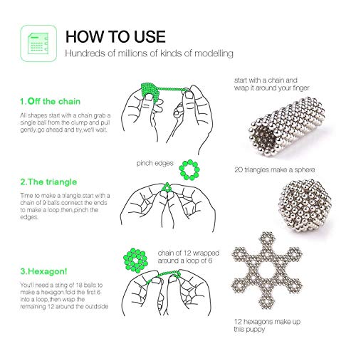 MENGDUO 5MM 224pcs Magnets Sculpture Building Blocks Toys for Sculpture Stress Relief Magnet Intelligence Development - Office Toy for Adults (8 Colors) - Thumbnail 5