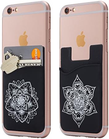 (Two) Mandala Cell Phone Stick on Wallet Card Holder phone pocket for iPhone, Android and All Smartphones.