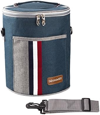 Round Cooler Insulated Bag/Handbag/Cooler Bag/Tote Bag/Insulated Lunch Bag for Office / School / Picnic, With Detachable Shoulder Strap